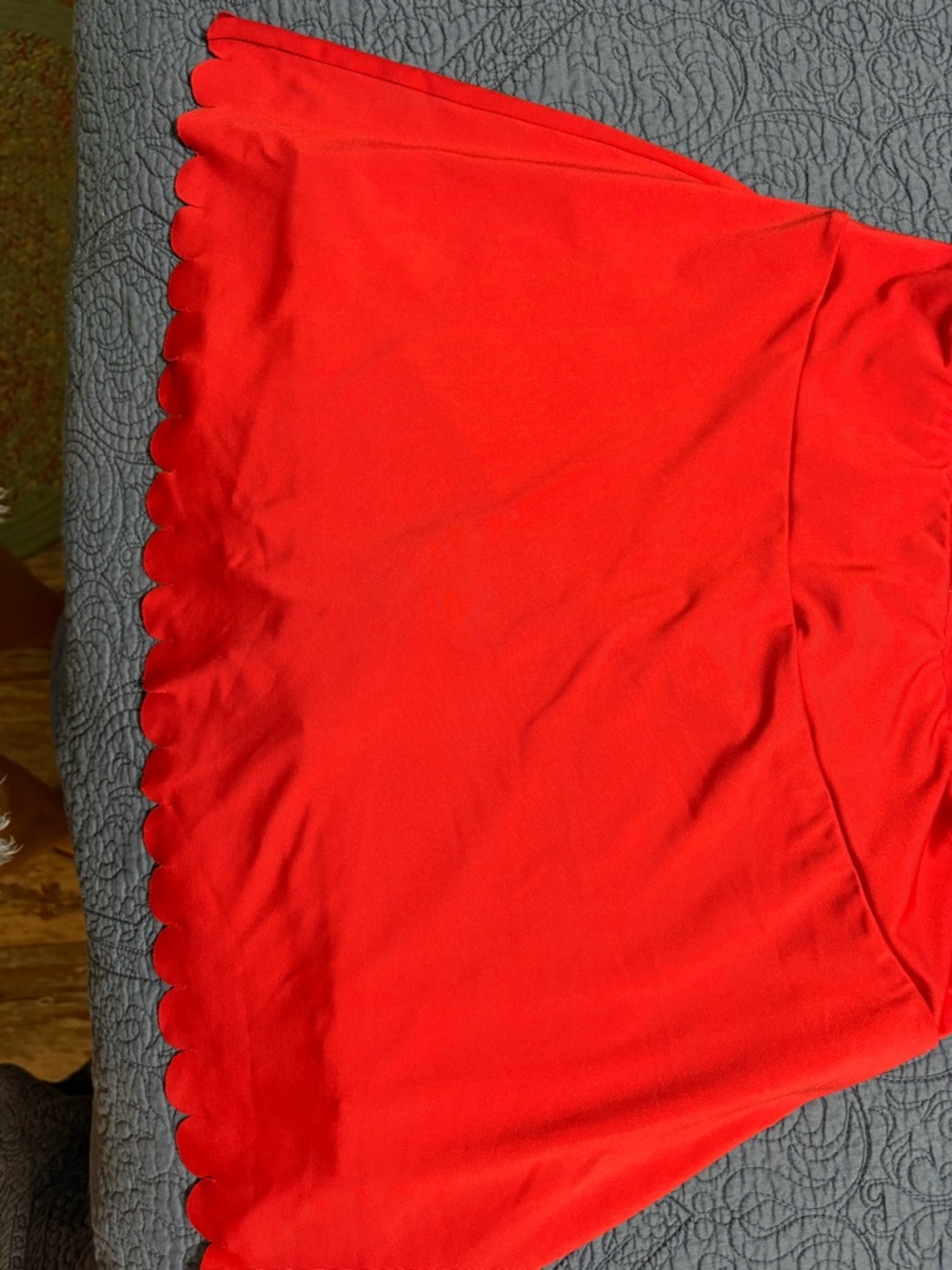 crown & ivy Red Scalloped Mini Skirt